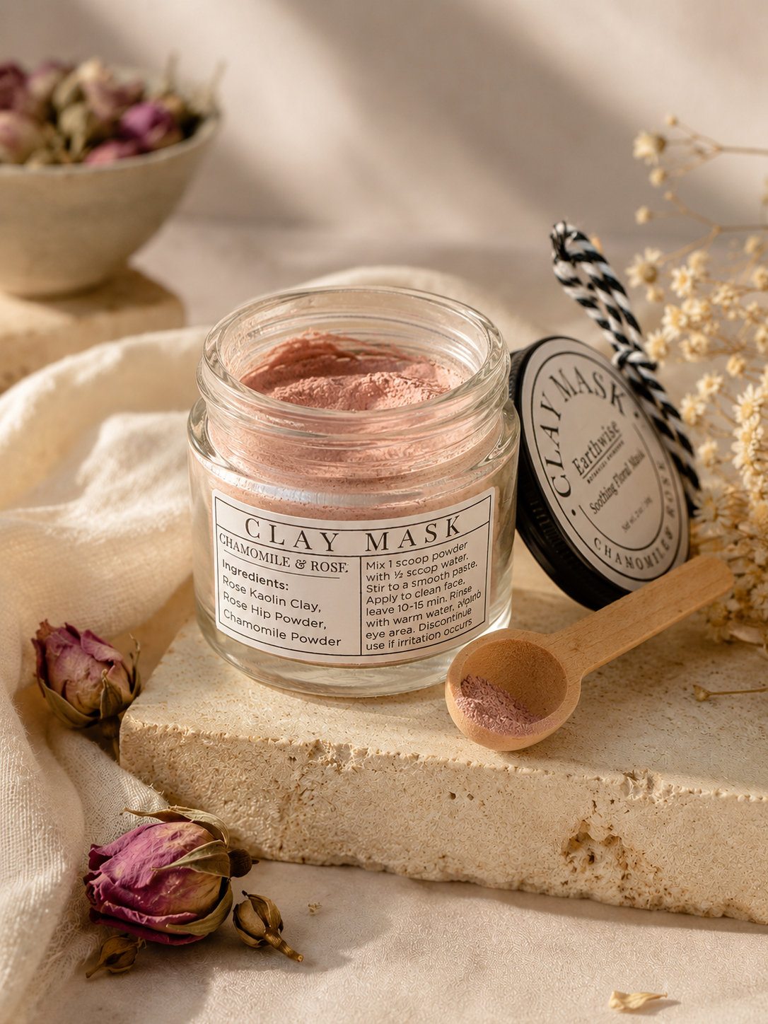 Soothing Floral Clay Mask — Chamomile & Rose