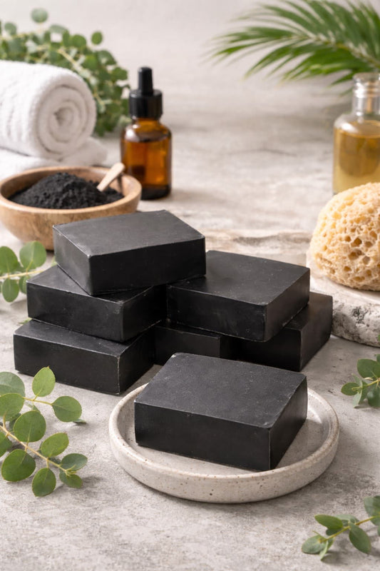 Activated charcoal facial soap bar with a fresh scent 