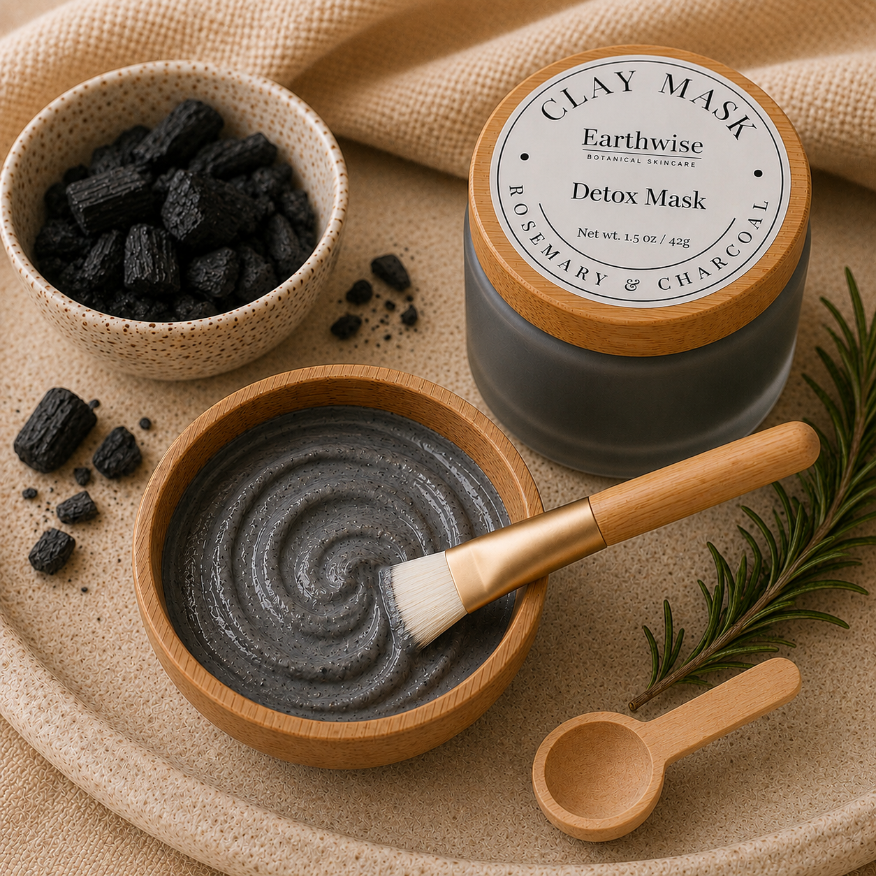 Detox Clay Mask — Rosemary & Charcoal