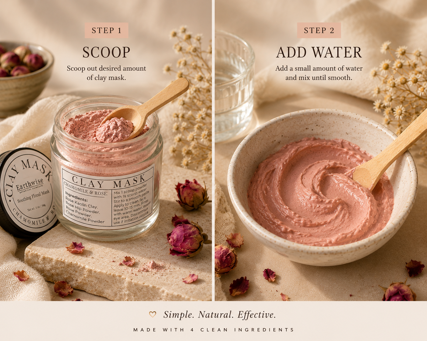Soothing Floral Clay Mask — Chamomile & Rose