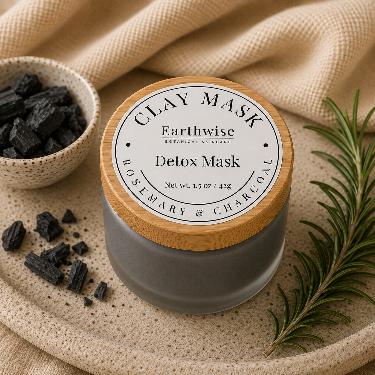 Detox Clay Mask — Rosemary & Charcoal