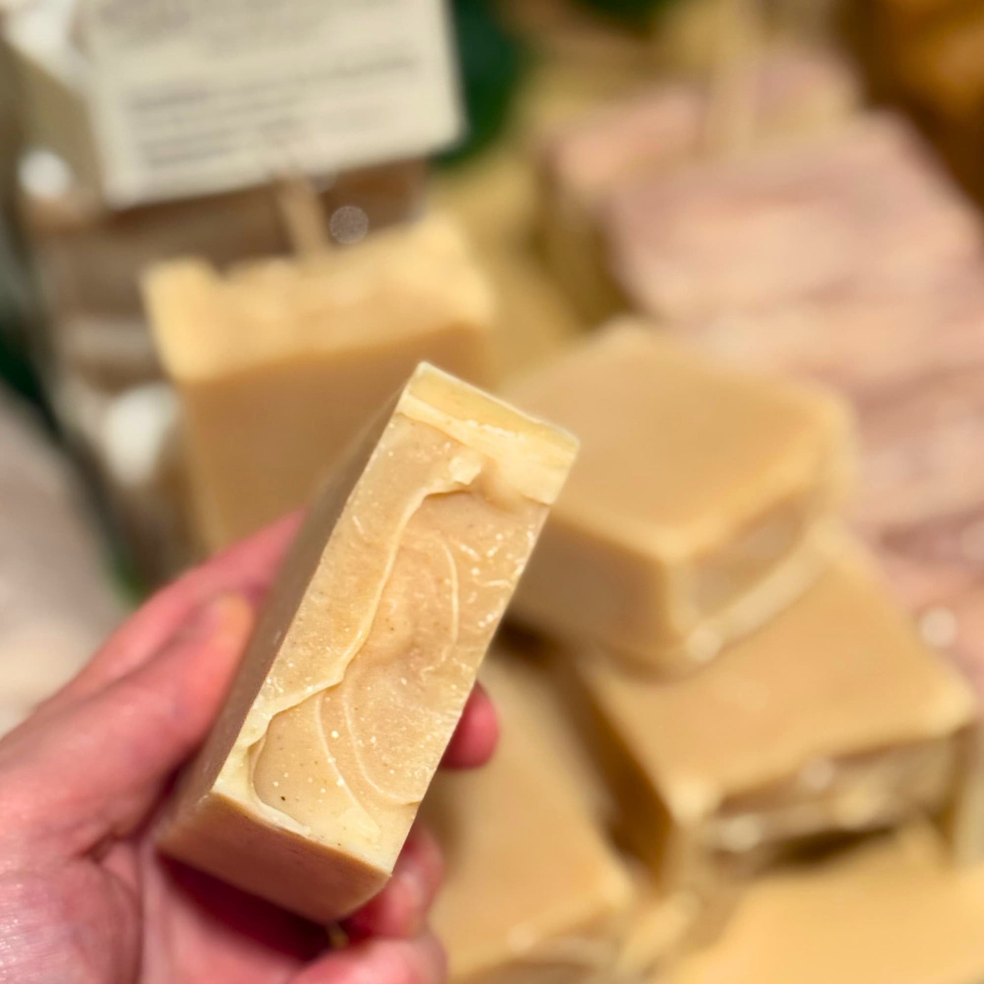 Handcrafted facial soap bar with a smooth, natural texture