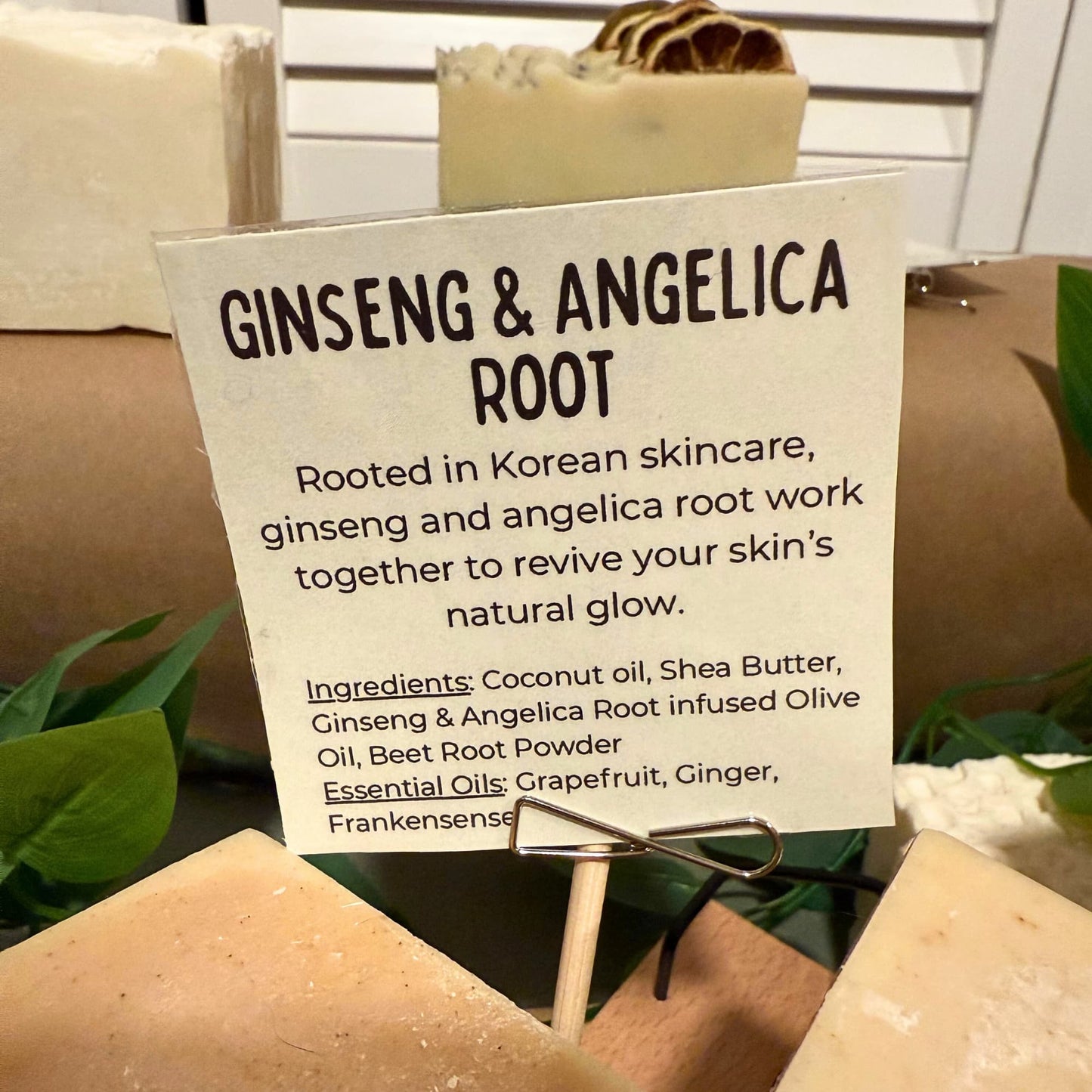 Natural facial bar made with herbal-infused oils and ginseng