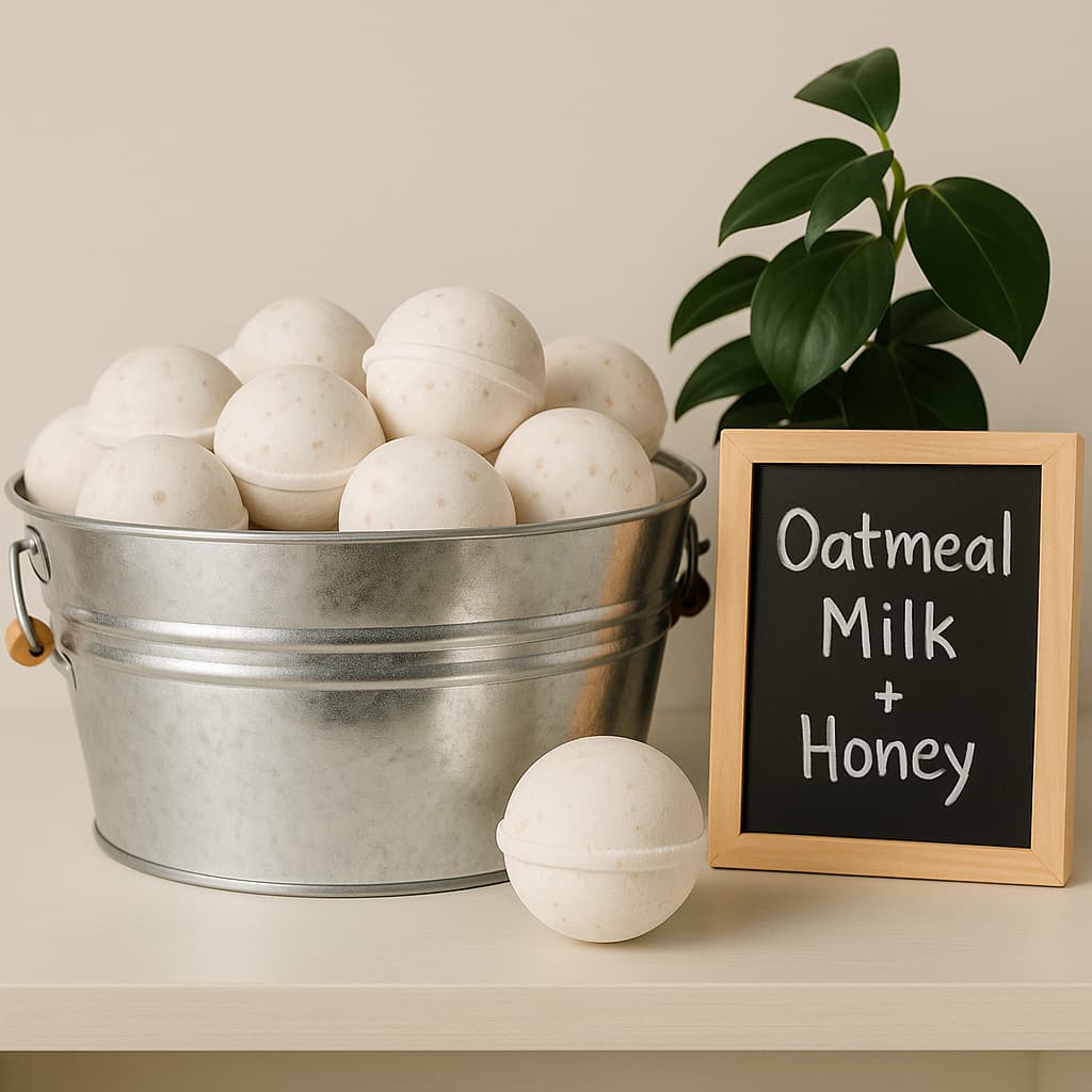 Oatmeal bathbomb for a gentle relaxing bath
