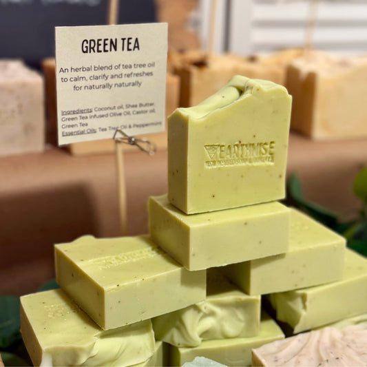 Green tea and tea tree facial soap bar with a smooth natural finish